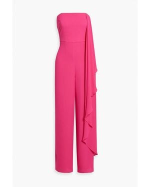 Halston Strapless Draped Crepe Wide-leg Jumpsuit - Pink