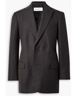 Dries Van Noten Slim-Fit Herringbone Linen And Wool-Blend Blazer - Black