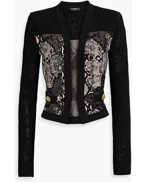 Balmain Jacquard-Knit Jacket - Black