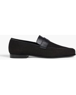 TOTEME Leather-trimmed Canvas Loafers - Black