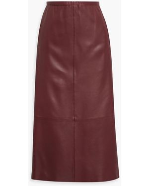 Vince Leather Midi Skirt - Purple