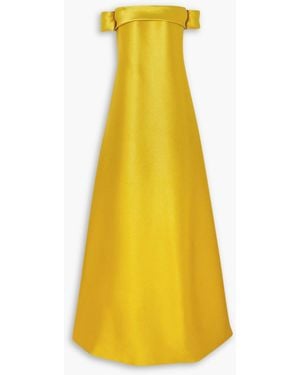 Reem Acra Off-the Shoulder Bow-detailed Mikado Gown - Yellow