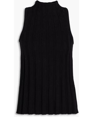 3.1 Phillip Lim Ribbed Wool And Cotton-blend Top - Black