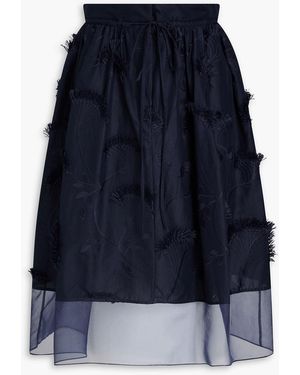 3.1 Phillip Lim Embroidered Fil-Coupé Cotton-Organza Midi Skirt - Blue