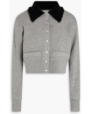 Sandro Cropped Knitted Cardigan - Grey