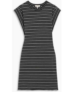Rag & Bone Striped Cotton-jersey Mini Dress - Black