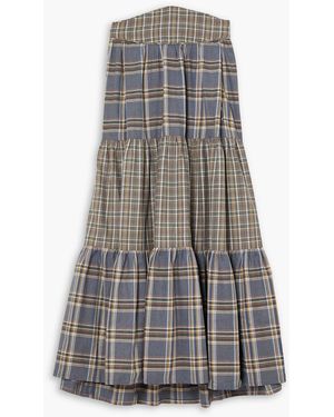 Anna Mason Tati Tiered Checked Cotton-flannel Maxi Skirt - Grey