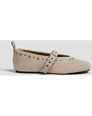 Rag & Bone Mary-jane-ballerinas "spire" aus veloursleder mit ösenverzierung - Natur