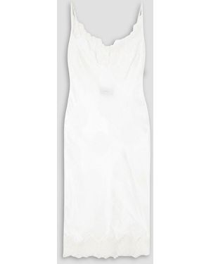 Coperni Printed Lace-trimmed Satin-jacquard Midi Dress - White