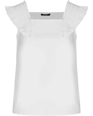 Raoul Queen Annes Ruffled Stretch Cotton-Blend Top - White