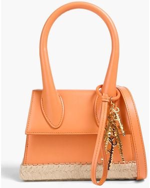 Jacquemus Le Chiquito Moyen Cordao Jute-Trimmed Leather Tote - Orange
