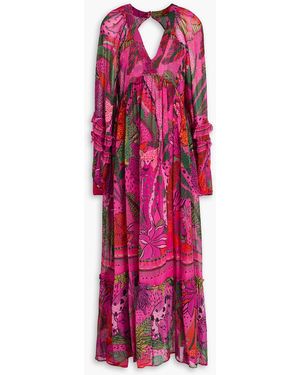 FARM Rio Embellished Cutout Printed Crepe Maxi Dress - Red