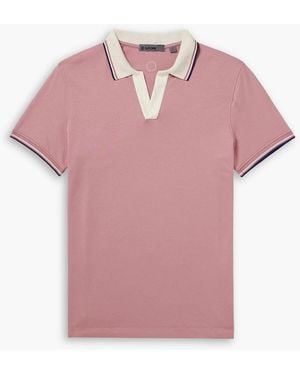 G/FORE Golf Striped Logo-Appliquéd Piqué Polo Shirt - Pink