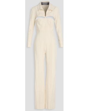 Jacquemus La Combinaison Asao Cutout Slub Woven Jumpsuit - White
