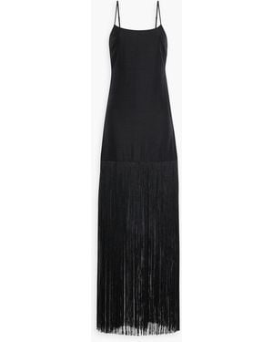 Simon Miller Zodiac Fringed Crepe Maxi Dress - Black
