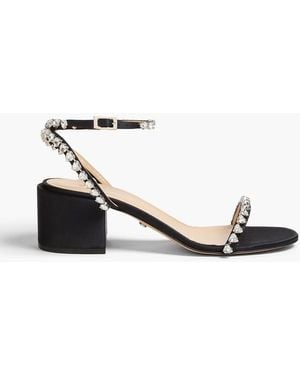 Mach & Mach Audrey Crystal-embellished Satin Sandals - Black