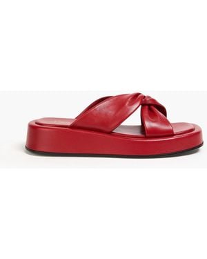 Elleme Tresse Twisted Leather Platform Sandals - Red