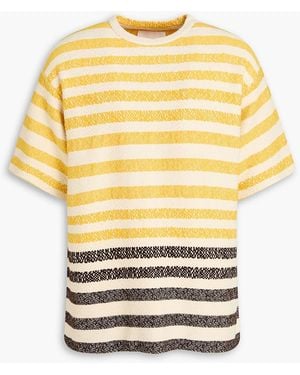 Jil Sander Striped Cotton Bouclé-Tweed T-Shirt - Metallic