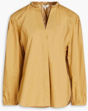 Vince Gathered Cotton-poplin Blouse - Metallic