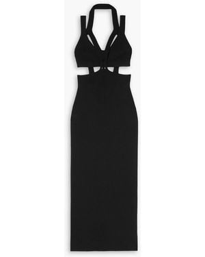 Dion Lee Interlink Cutout Layered Stretch-crepe And Ribbed-knit Midi Dress - Black