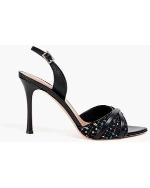 Malone Souliers Jayce Tweed And Leather Slingback Sandals - Black