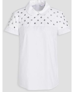 RED Valentino Embellished Cotton-blend Poplin Top - White
