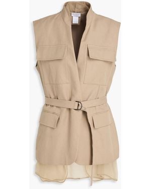Brunello Cucinelli Belted Cotton And Linen-Blend Twill Vest - Natural