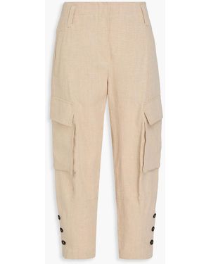 Brunello Cucinelli Cropped Linen Tapered Cargo Trousers - Natural