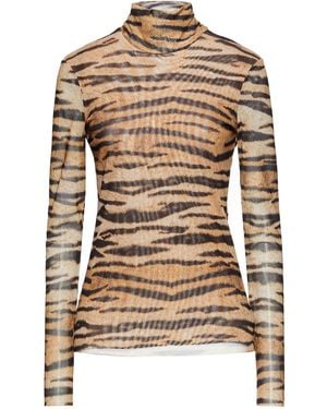 Baum und Pferdgarten Jodi Tiger-Print Stretch-Mesh Turtleneck Top - Brown