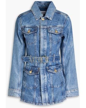 Ganni Belted Denim Jacket - Blue