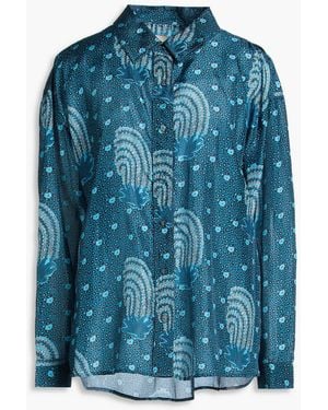 HANNAH Stevie Printed Silk Shirt - Blue