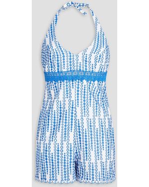 Charo Ruiz Almeria playsuit aus einer baumwollmischung mit lochstickerei - Blau