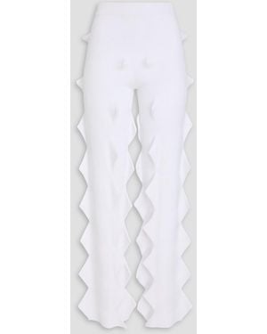 Missoni Crochet-Knit Slim-Leg Trousers - White