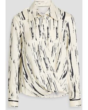 3.1 Phillip Lim Draped Printed Satin-Twill Shirt - White