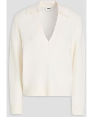 Sandro Bead-Embellished Wool Polo Jumper - White