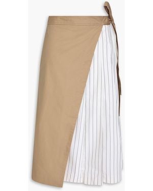 3.1 Phillip Lim Striped Poplin And Cotton-Blend Canvas Midi Wrap Skirt - White