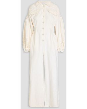 Charo Ruiz Kyony Cloqué-trimmed Ramie-blend Jumpsuit - White