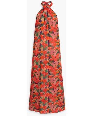 Solid & Striped The Viv Floral-Print Crepe De Chine Halterneck Maxi Dress - Red