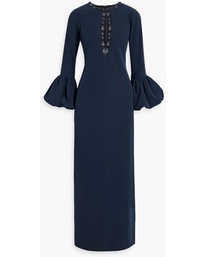 Marchesa Cutout Embellished Crepe Gown - Blue