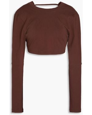 Jacquemus Piccola Cropped Cutout Cotton-jersey Top - Brown
