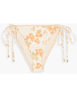 Peony Bikini-höschen aus stretch-econyl® mit blumenprint - Weiß
