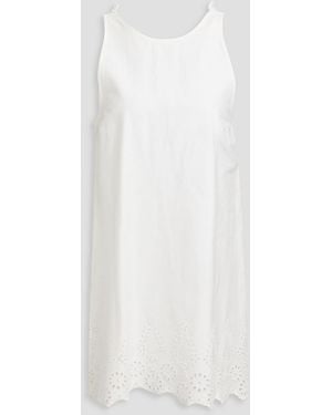 Kika Vargas Fran Ruffled Broderie Angalsie Cotton-Blend Mini Dress - White