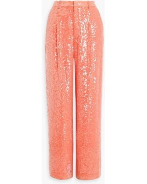 LAPOINTE Sequined Chiffon Straight-Leg Pants - Pink
