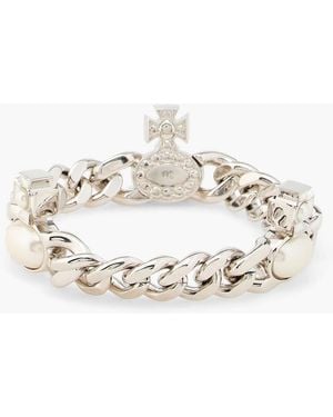 Vivienne Westwood Gaby-Tone Faux Pearl Bracelet - Metallic