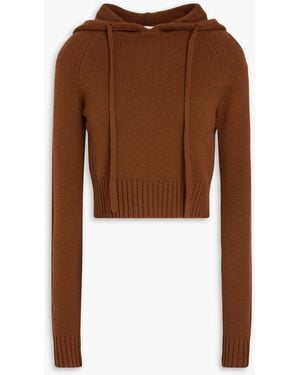 Zimmermann Cropped Wool And Cashmere-Blend Hoodie - Brown