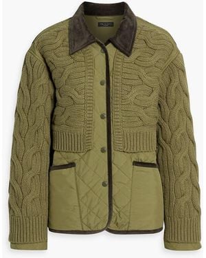 Rag & Bone Ivy Cable Knit-Paneled Quilted Shell Jacket - Green