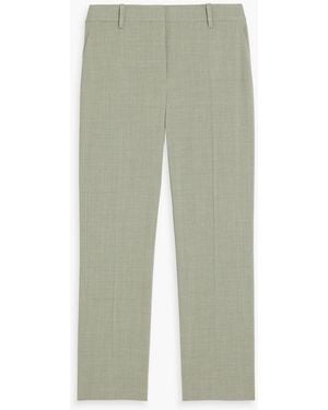 Theory Treeca Cropped Wool-Blend Slim-Leg Pants - Green