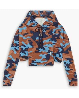 Yvonne S Cropped Camouflage-print Cotton-jersey Hoodie - Blue