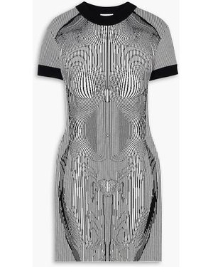 Jean Paul Gaultier Trompe L'oeil Striped Jacquard-knit Mini Dress - Grey