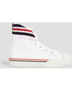 Thom Browne Collegiate Striped Canvas High Top Trainers - White